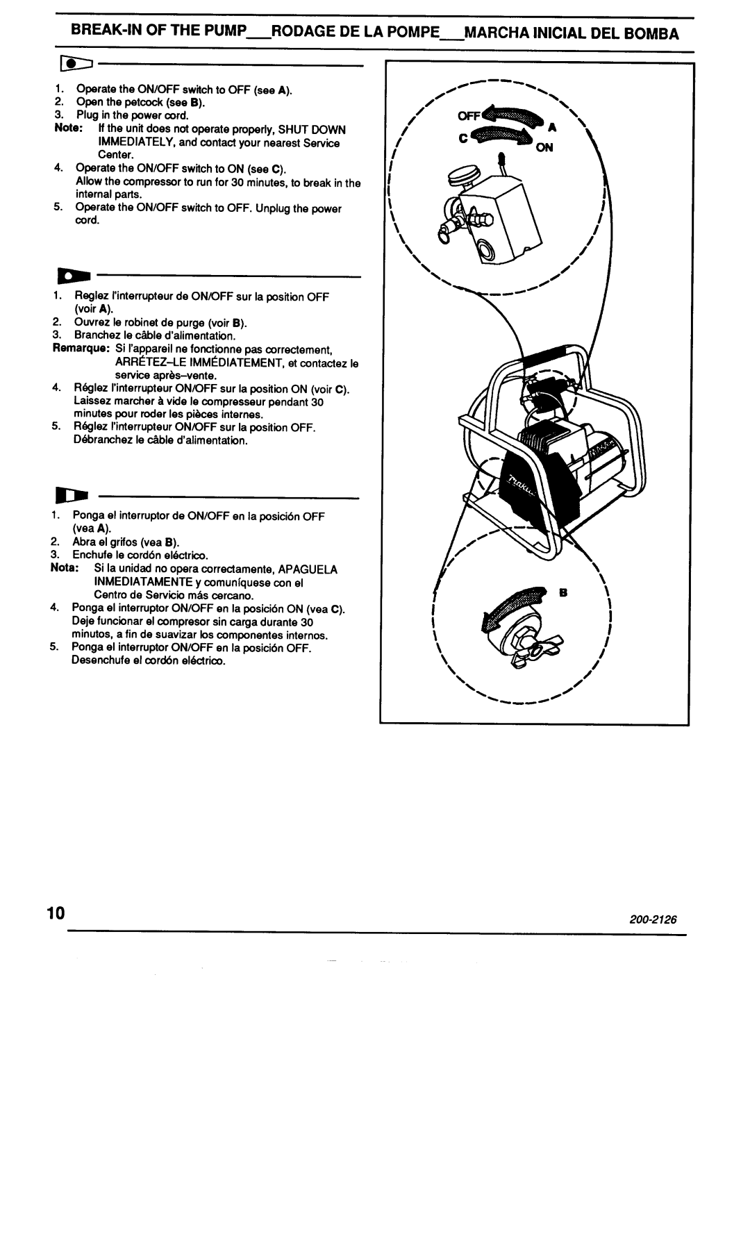 Makita MAC1000 specifications 200-2126 