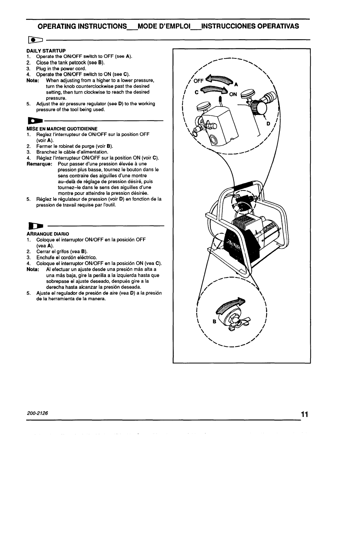 Makita MAC1000 specifications Operating INSTRUCTIONS-MODE D’EMPLOI-INSTRUCCIONES Operatwas, De la herramienta de la manera 