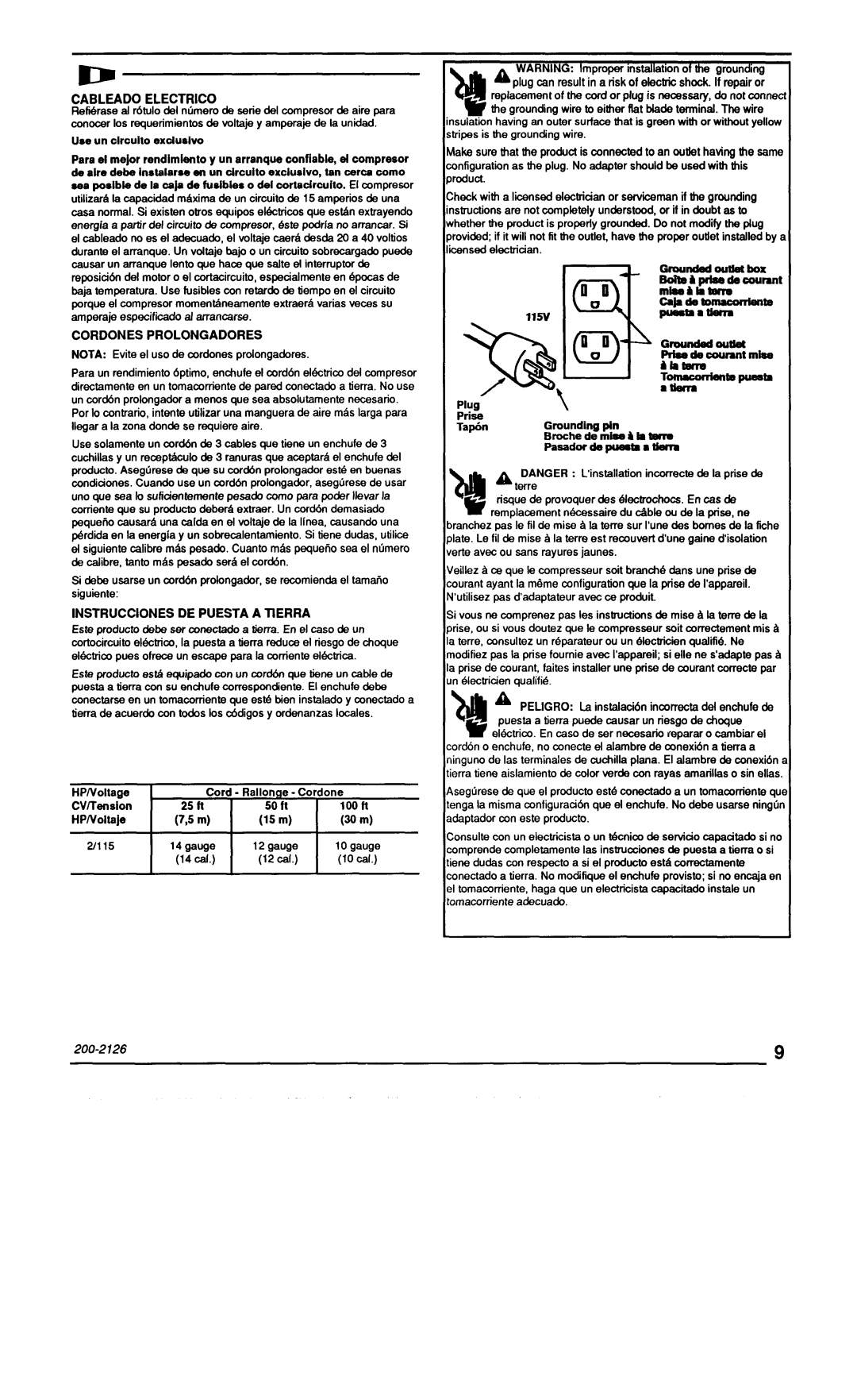 Makita MAC1000 specifications Cordones Prolongadores 