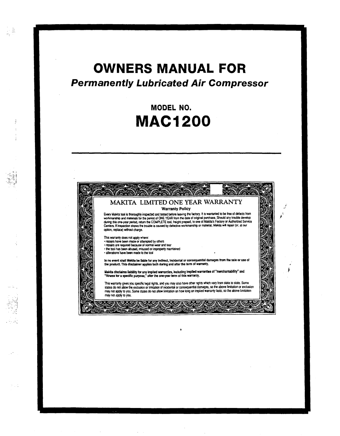 Makita MAC1200 owner manual 