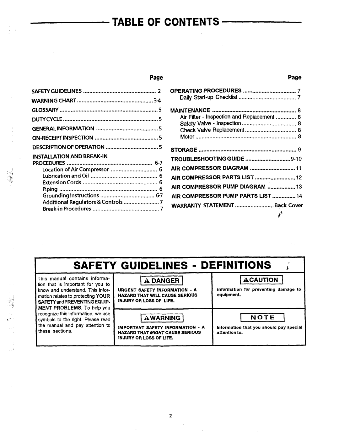 Makita MAC1200 owner manual Table of Contents 