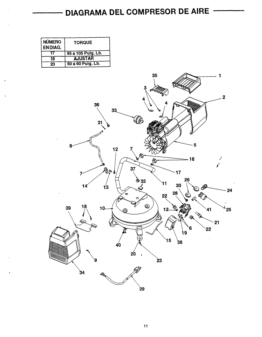 Makita MAC1200 owner manual Diagrama DEL Compresor DE AlRE, Numero Torque Endiag 