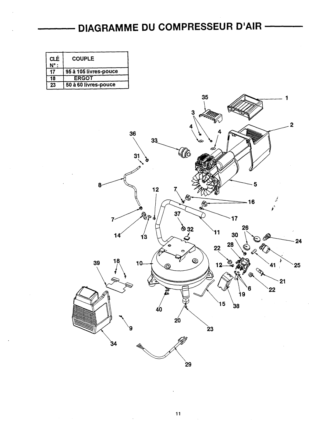 Makita MAC1200 owner manual Diagramme DU Compresseur Dair, Couple, 23 50 a 60 livres-pouce 