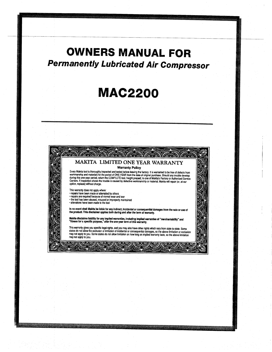 Makita MAC2200 manual 