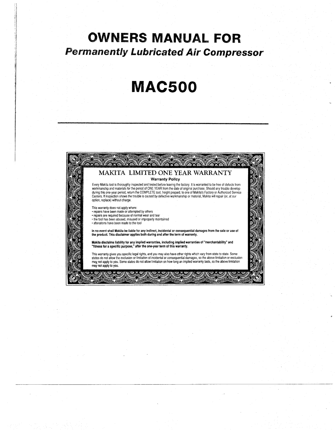 Makita MAC500 manual 