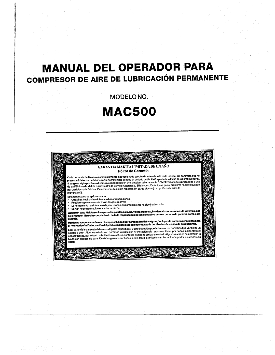 Makita MAC500 manual 