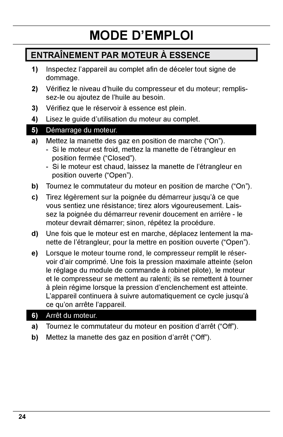 Makita MAC5500G operating instructions Mode D’EMPLOI, Entraînement PAR Moteur À Essence 