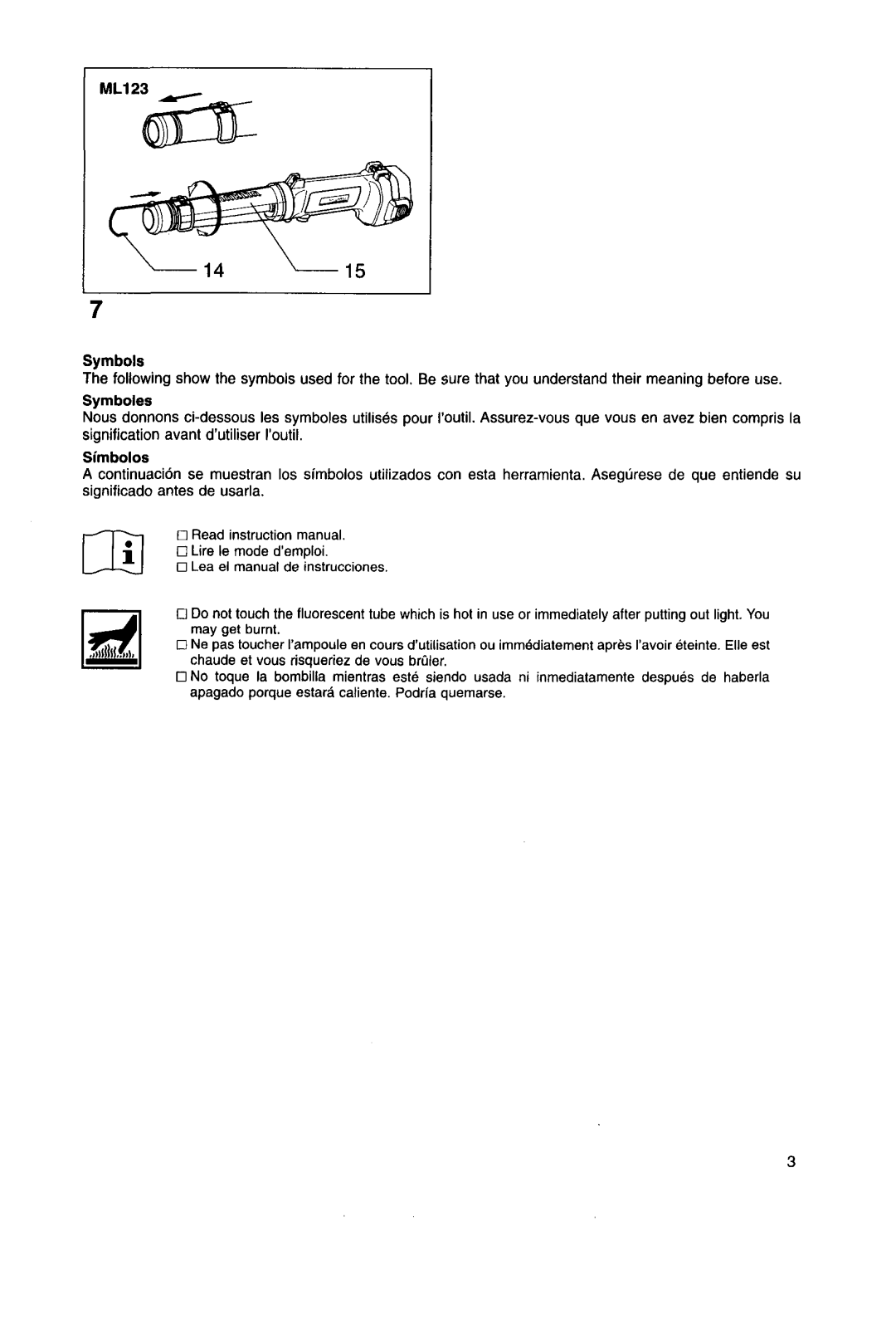 Makita ML122 manual ML12 Symbols, Symboles 