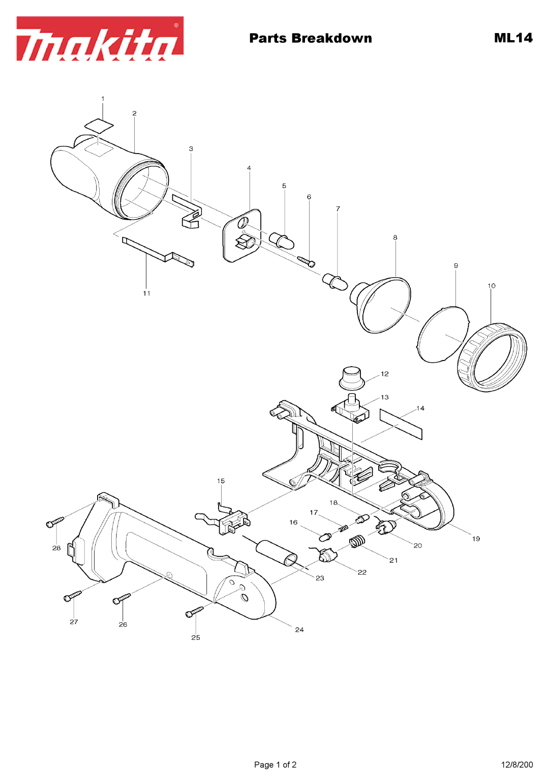 Makita ML140 manual Parts Breakdown 