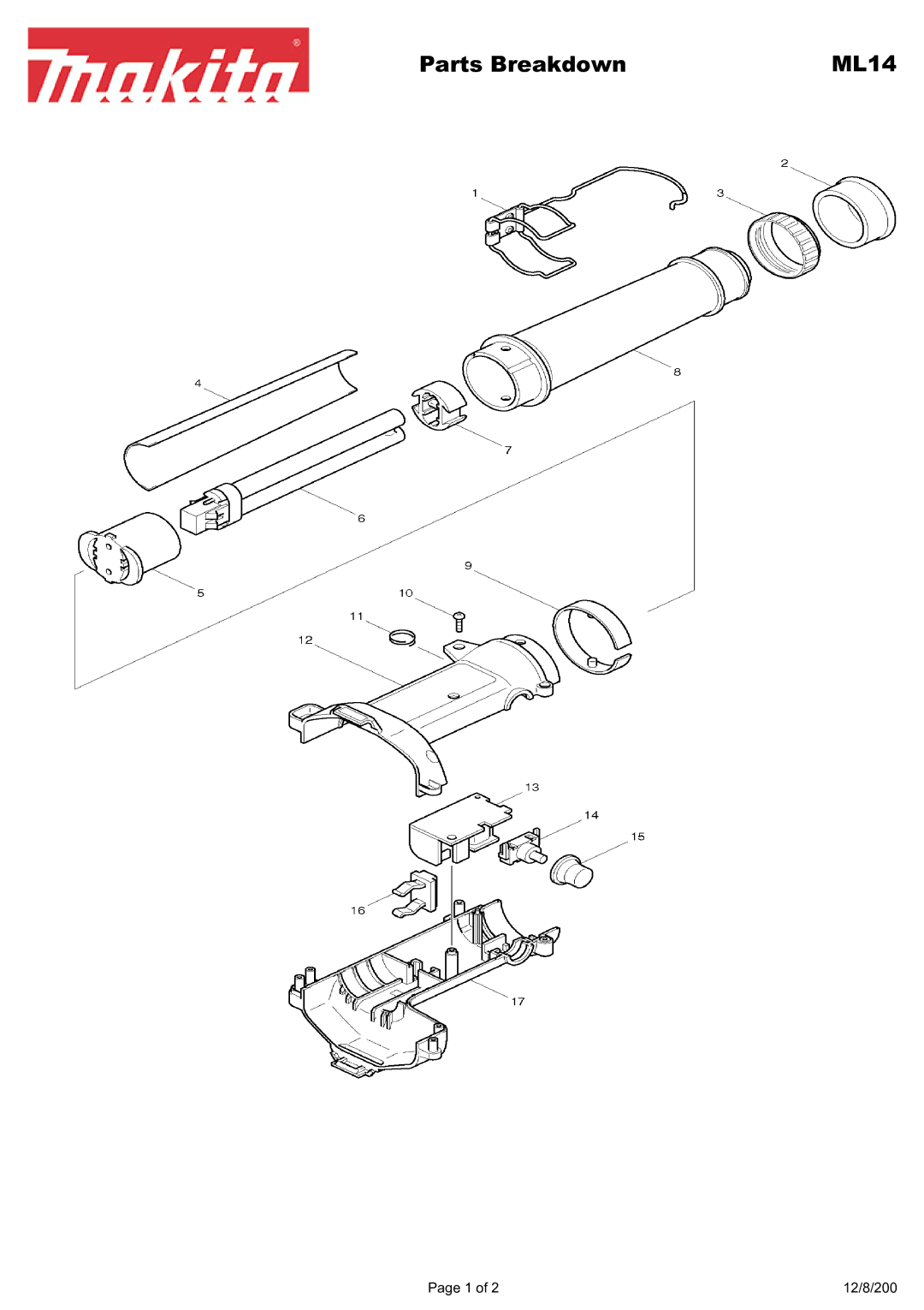 Makita ML143 manual Parts Breakdown 