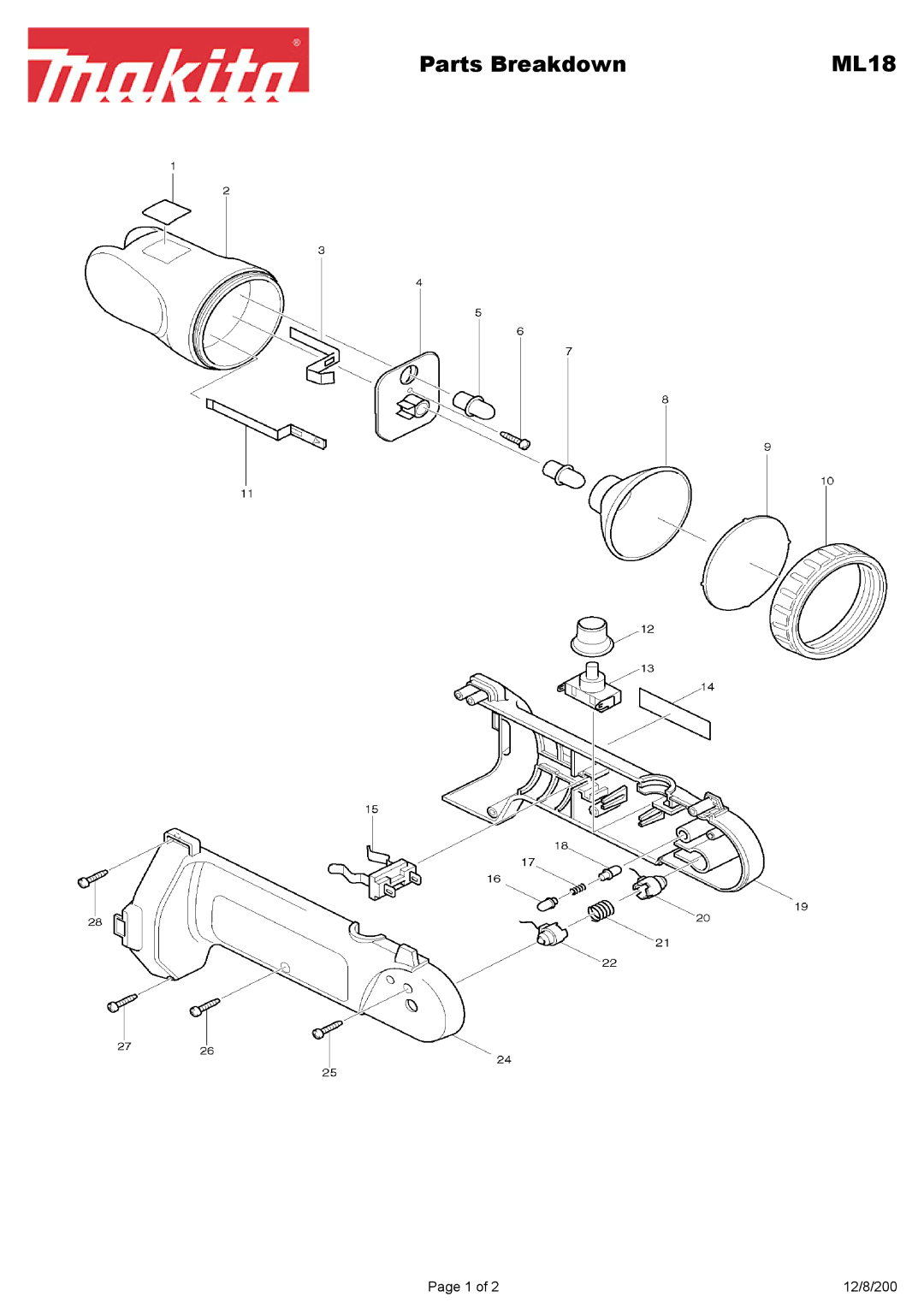 Makita ML18 manual Parts Breakdown 