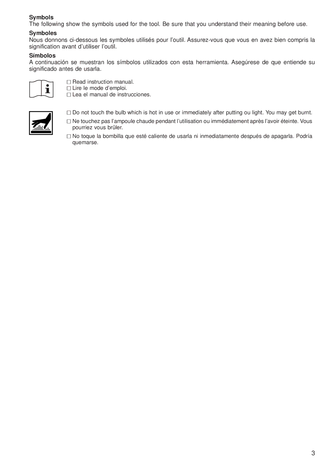 Makita ML180 manual Symbols, Symboles, Símbolos 