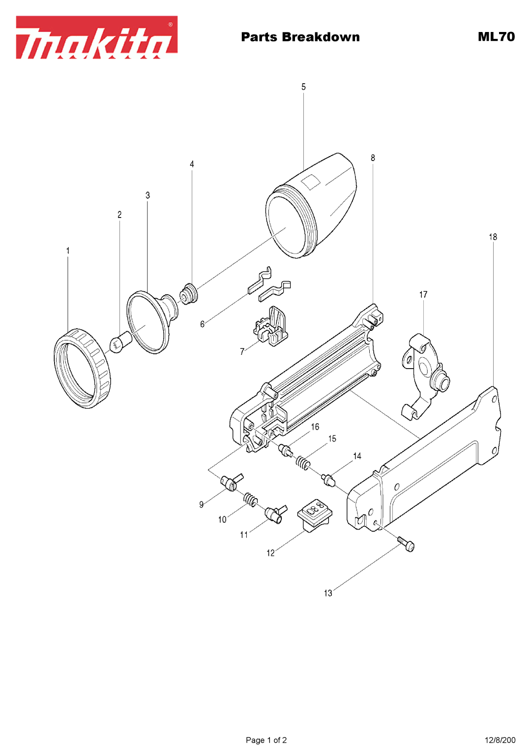 Makita ML700 manual Parts Breakdown 