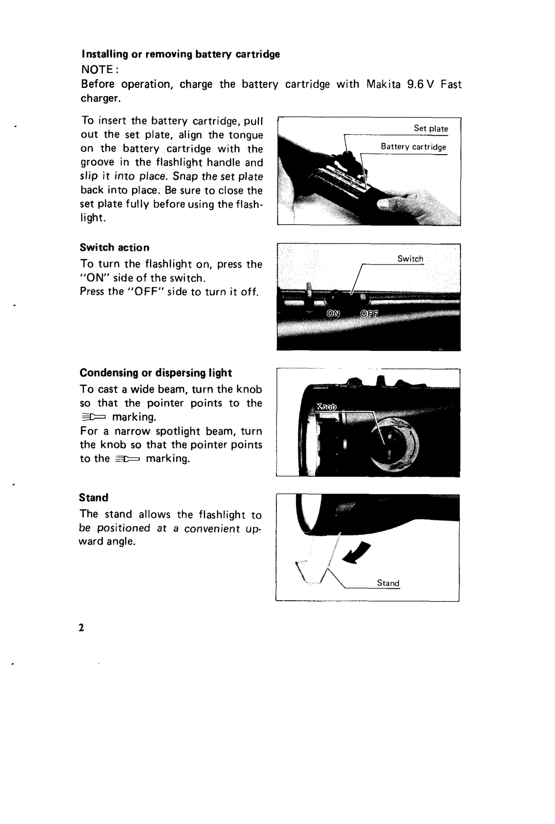 Makita ML900 instruction manual Switch action 