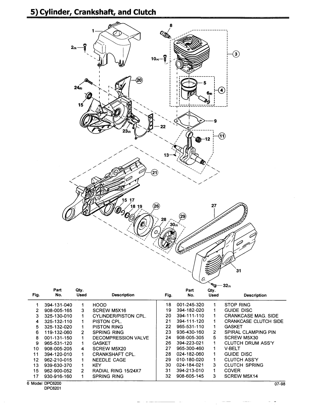 Makita Model DPC6200, Model DPC6201 manual 001-131-150 1 Decompressionvalve 