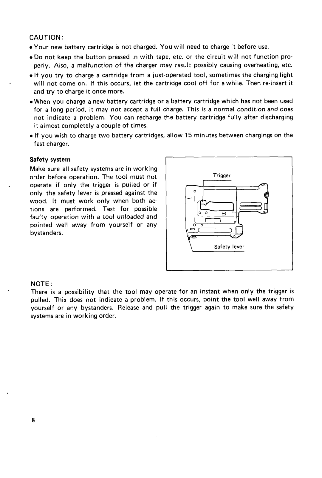 Makita Model T220DW instruction manual Safety system 