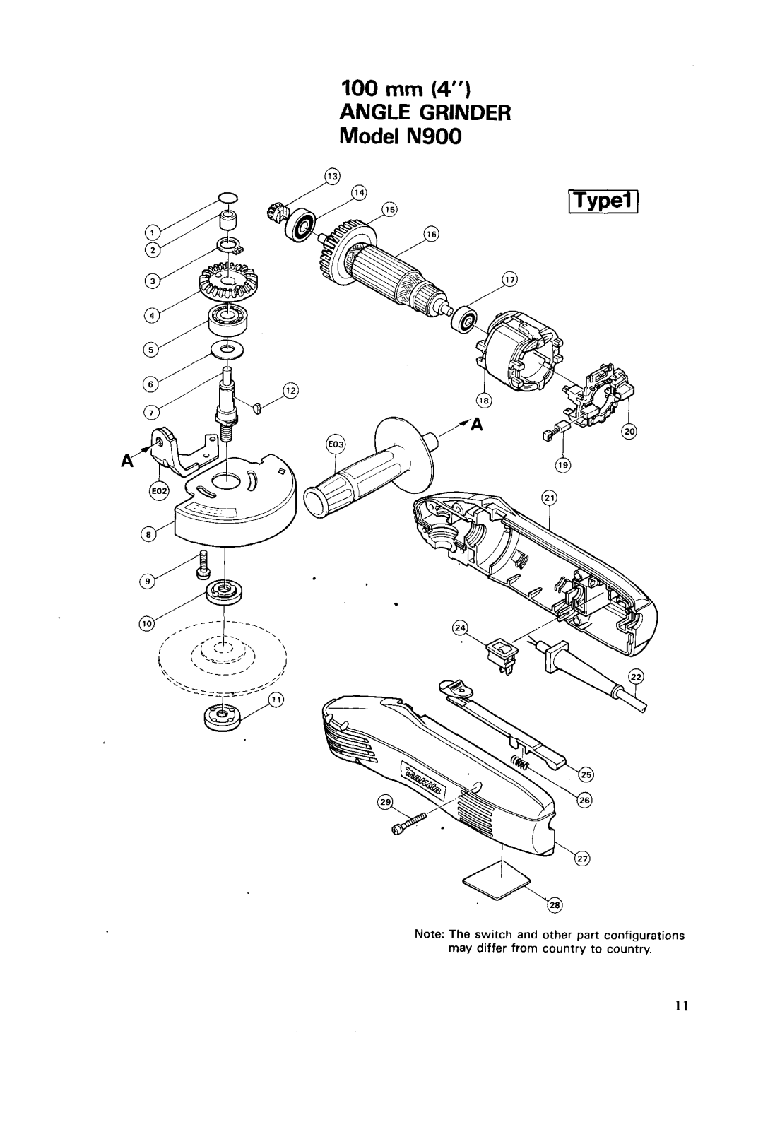 Makita N900 instruction manual Angle Grinder 