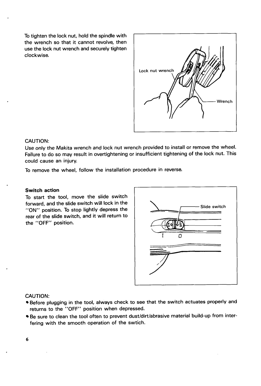 Makita N900 instruction manual Lock nut w e n c \-wrench 