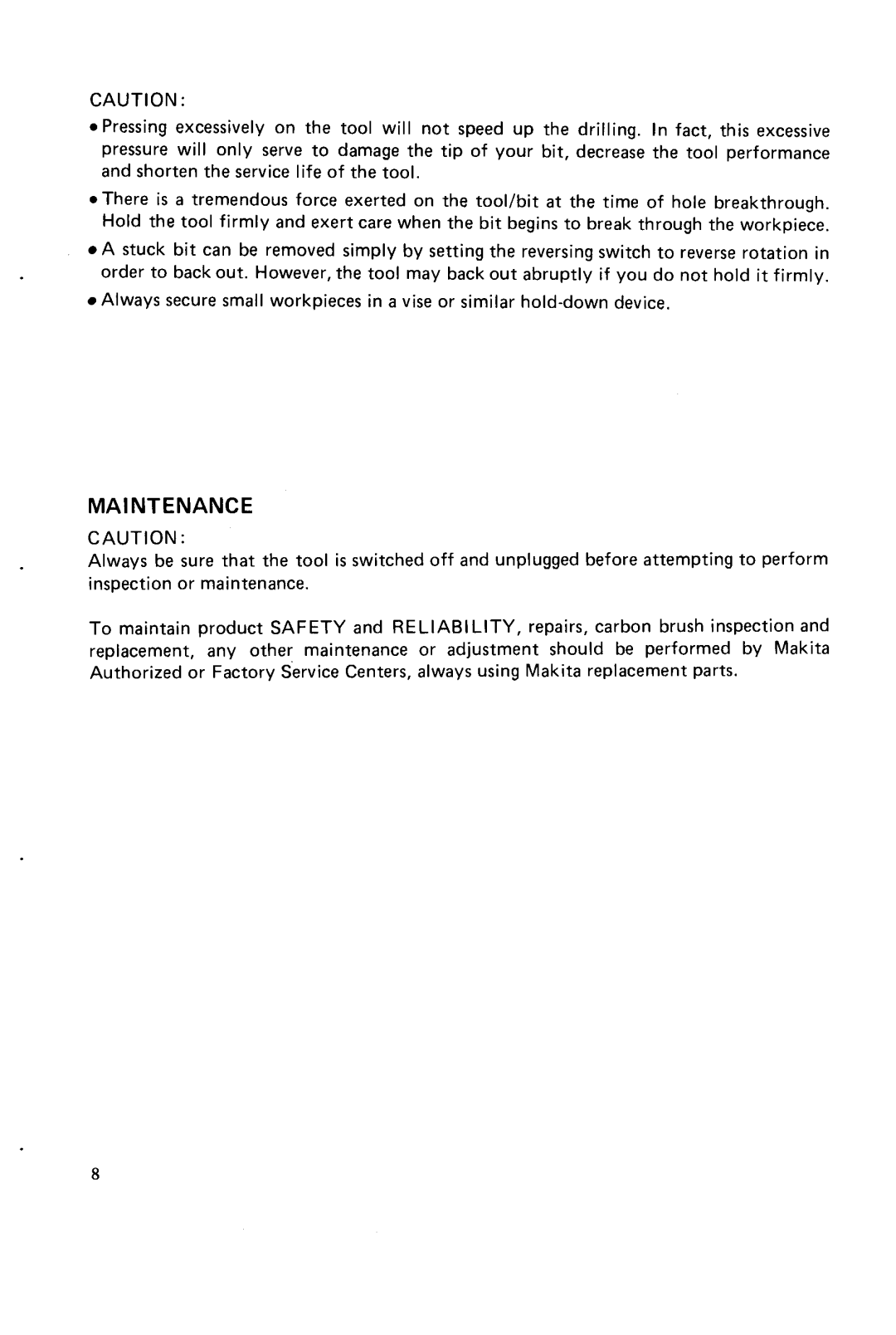 Makita NHPL030 instruction manual MA1NTENANCE 