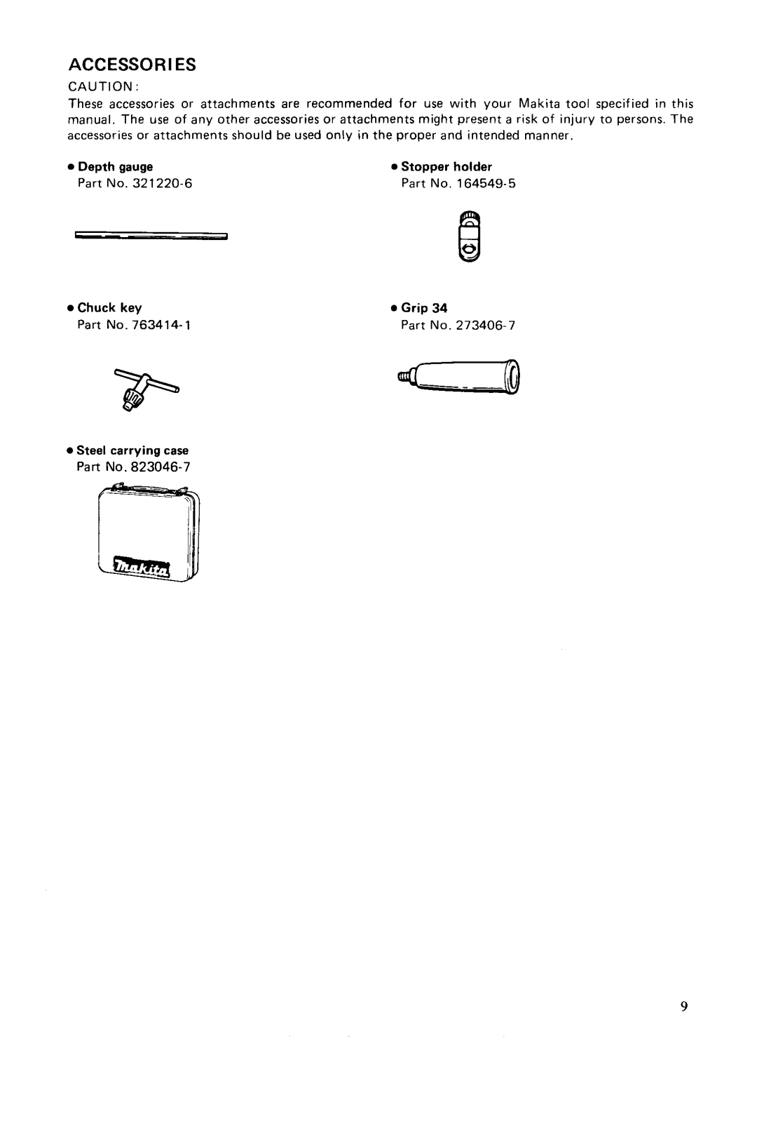 Makita NHPL030 instruction manual Accessories 