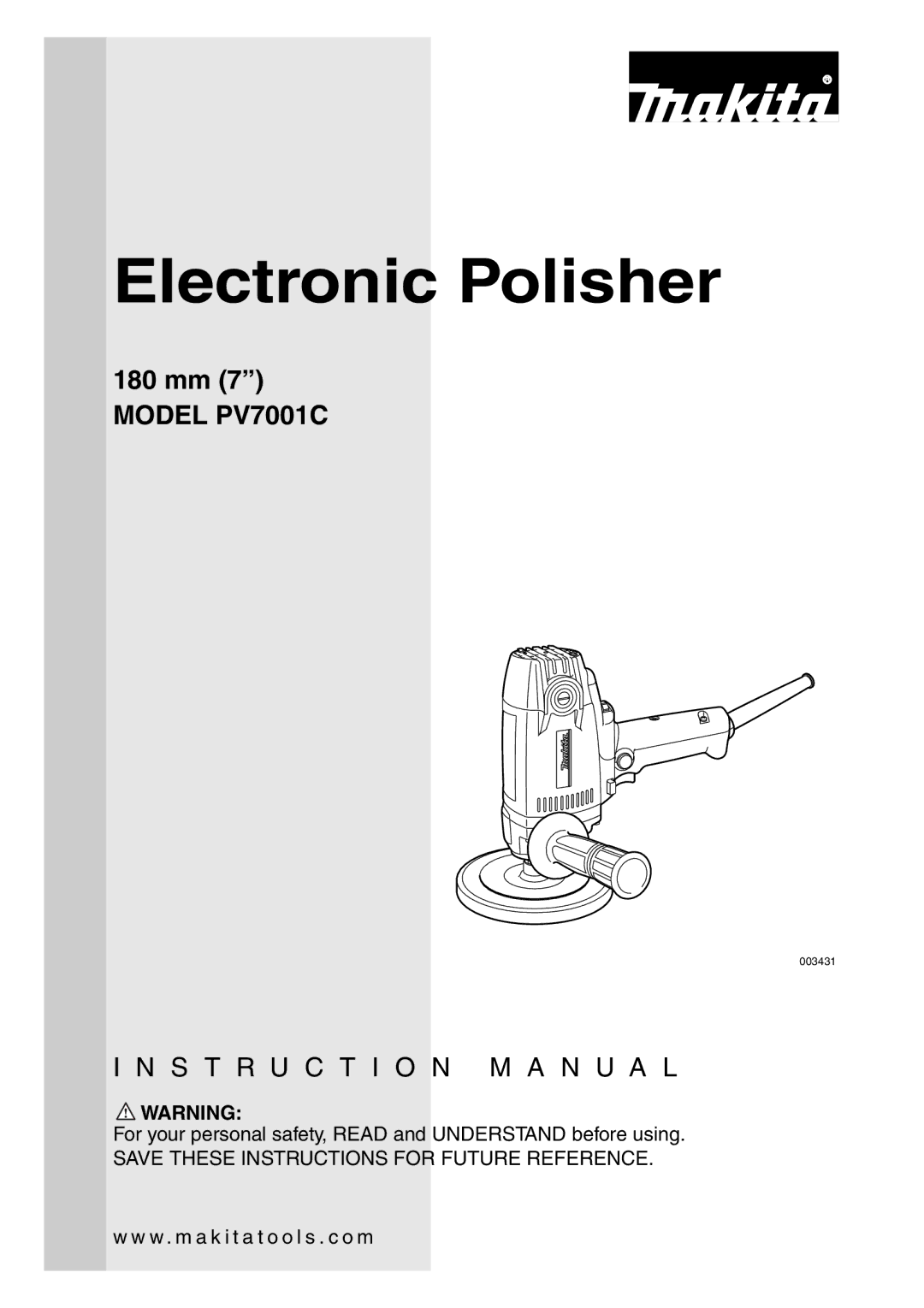 Makita PV7001C instruction manual Electronic Polisher 