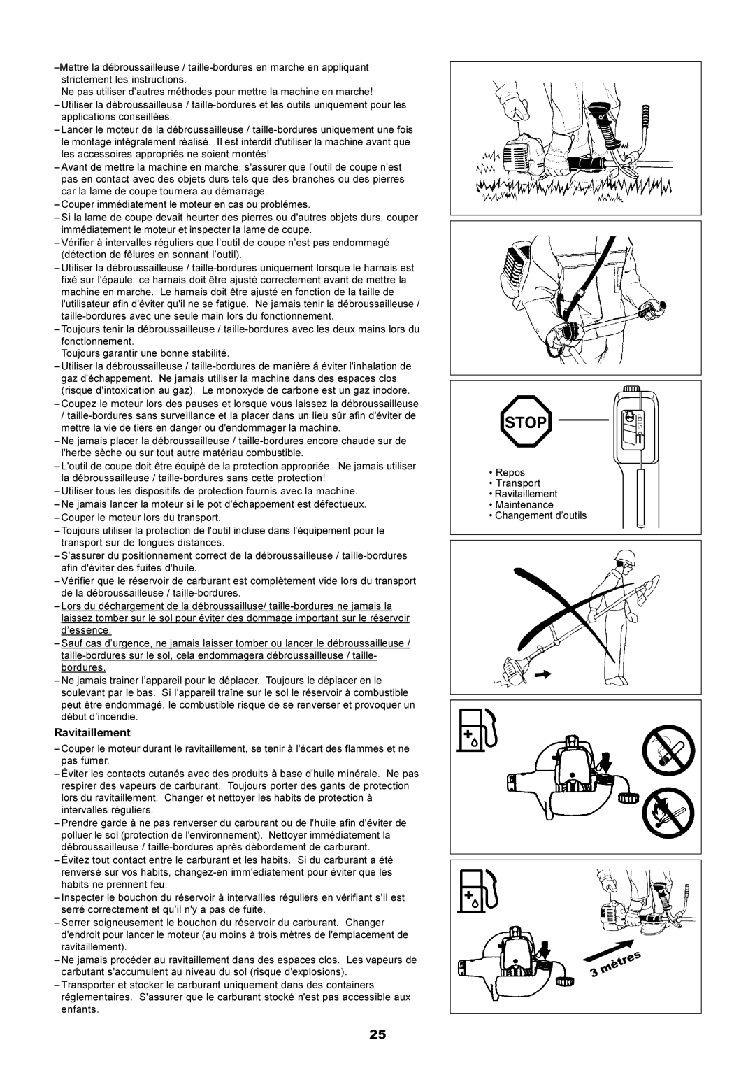 Makita RBC2500 instruction manual Ravitaillement 