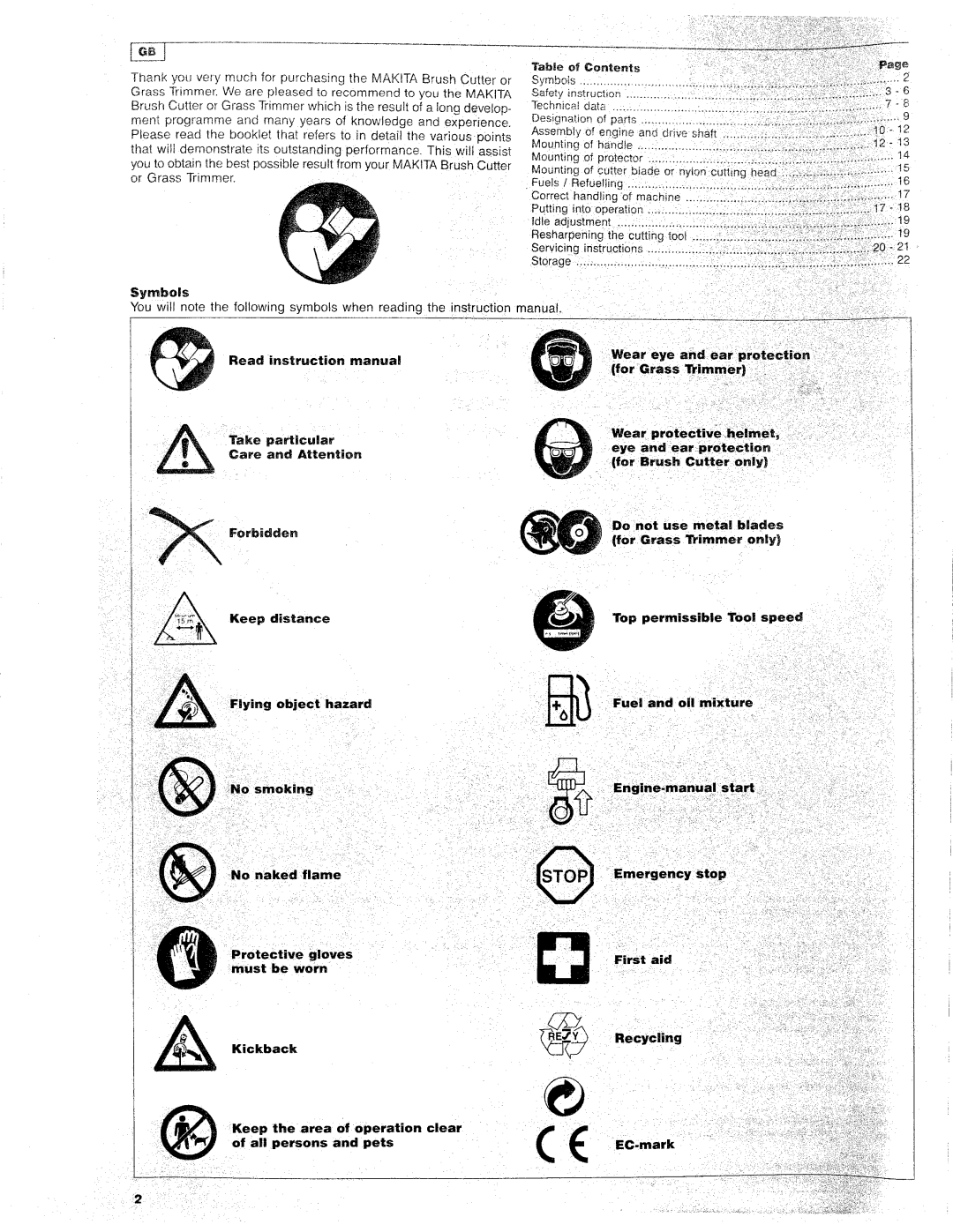 Makita RBC220, RBC251, RBC221, RBC250, RST250 manual 