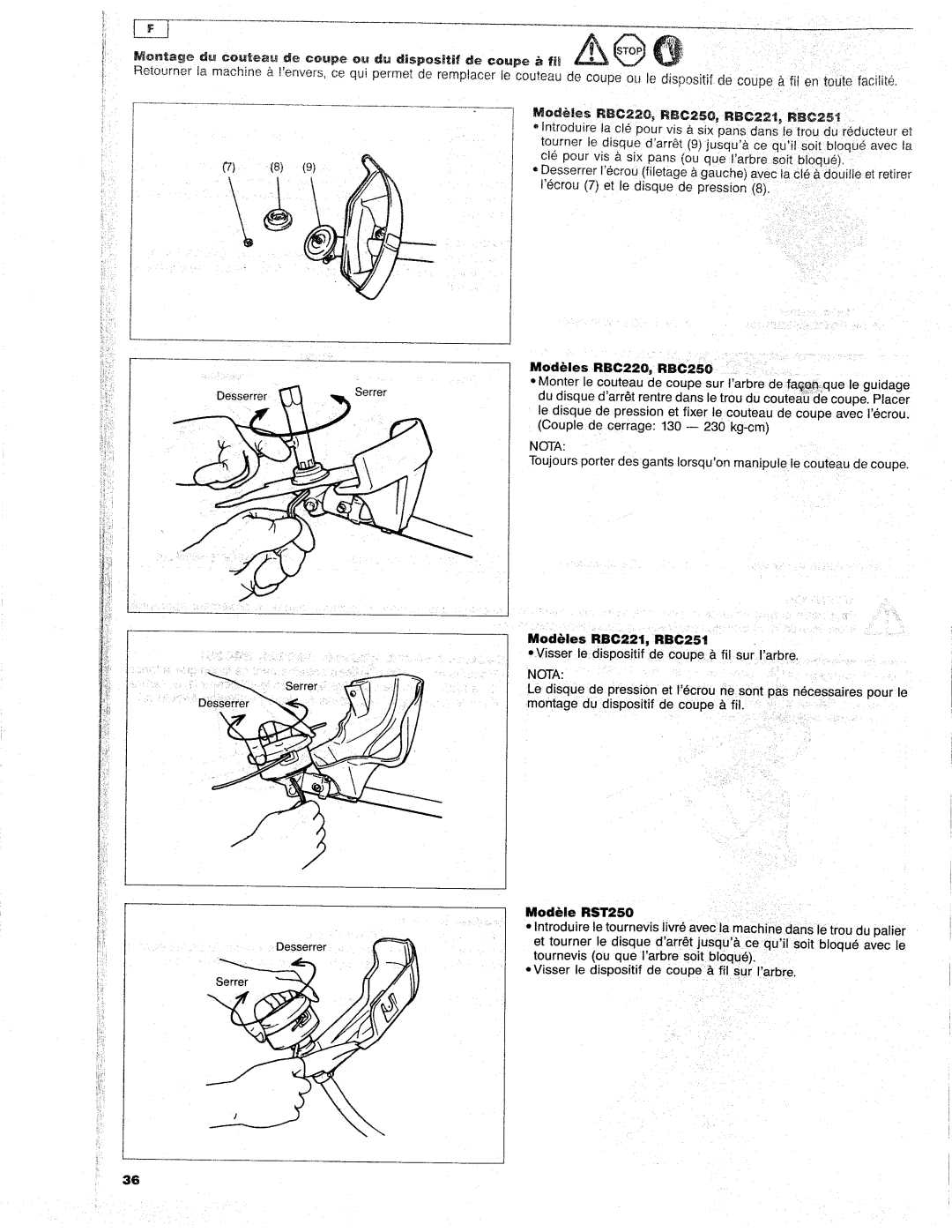 Makita RBC221, RBC251, RBC220, RBC250, RST250 manual 