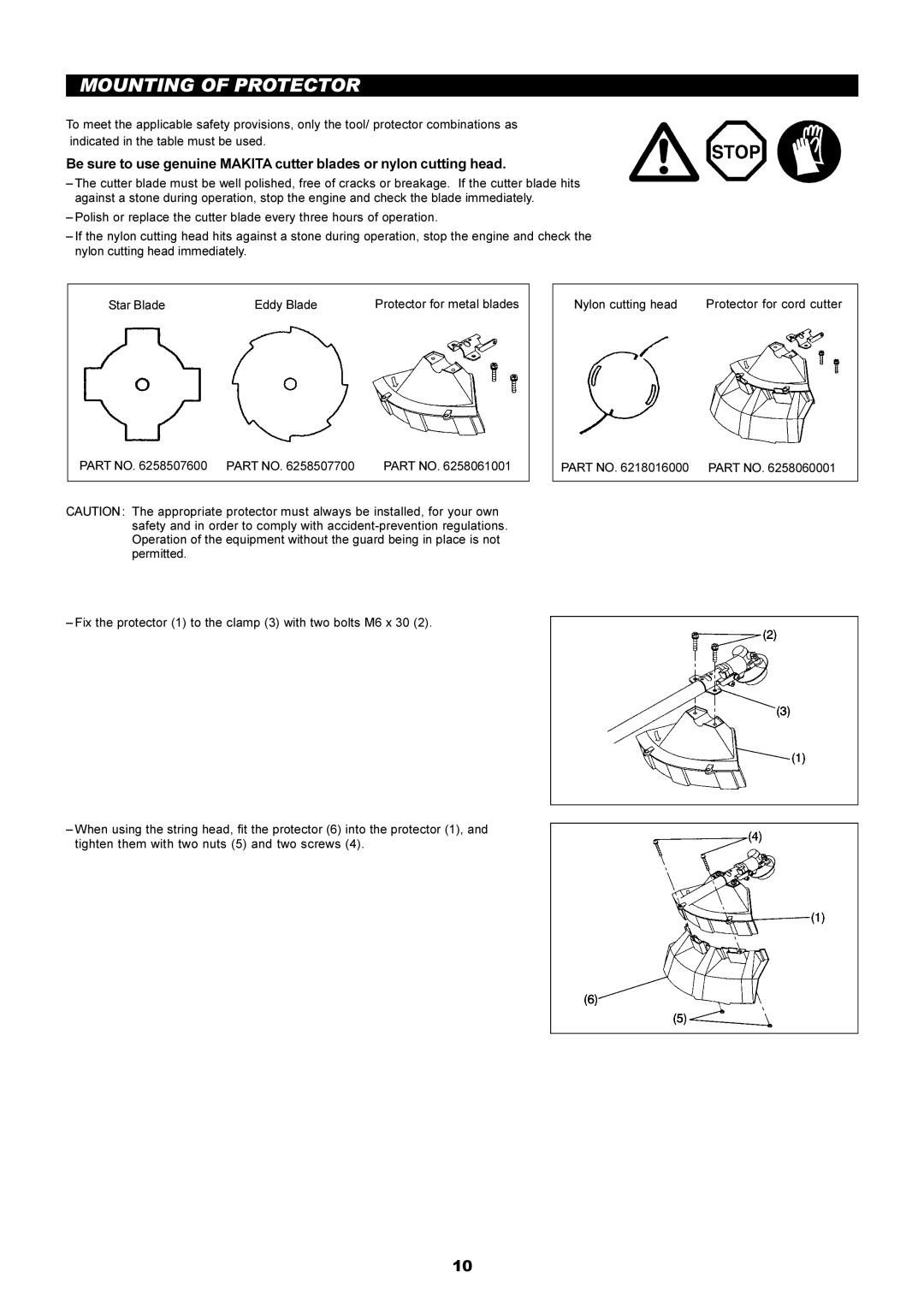 Makita RBC2500, RBC2510 instruction manual Mounting of Protector 