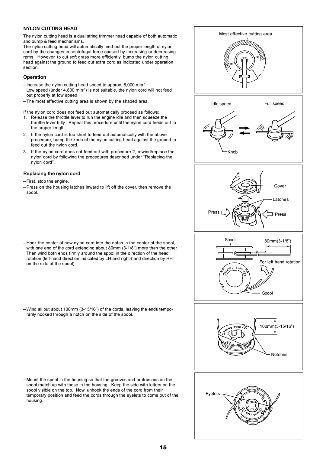 Makita RBC2510, RBC2500 instruction manual Operation, Replacing the nylon cord 