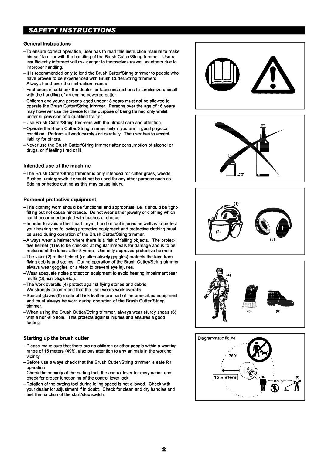 Makita RBC2500 Safety Instructions, General Instructions, Intended use of the machine, Personal protective equipment 