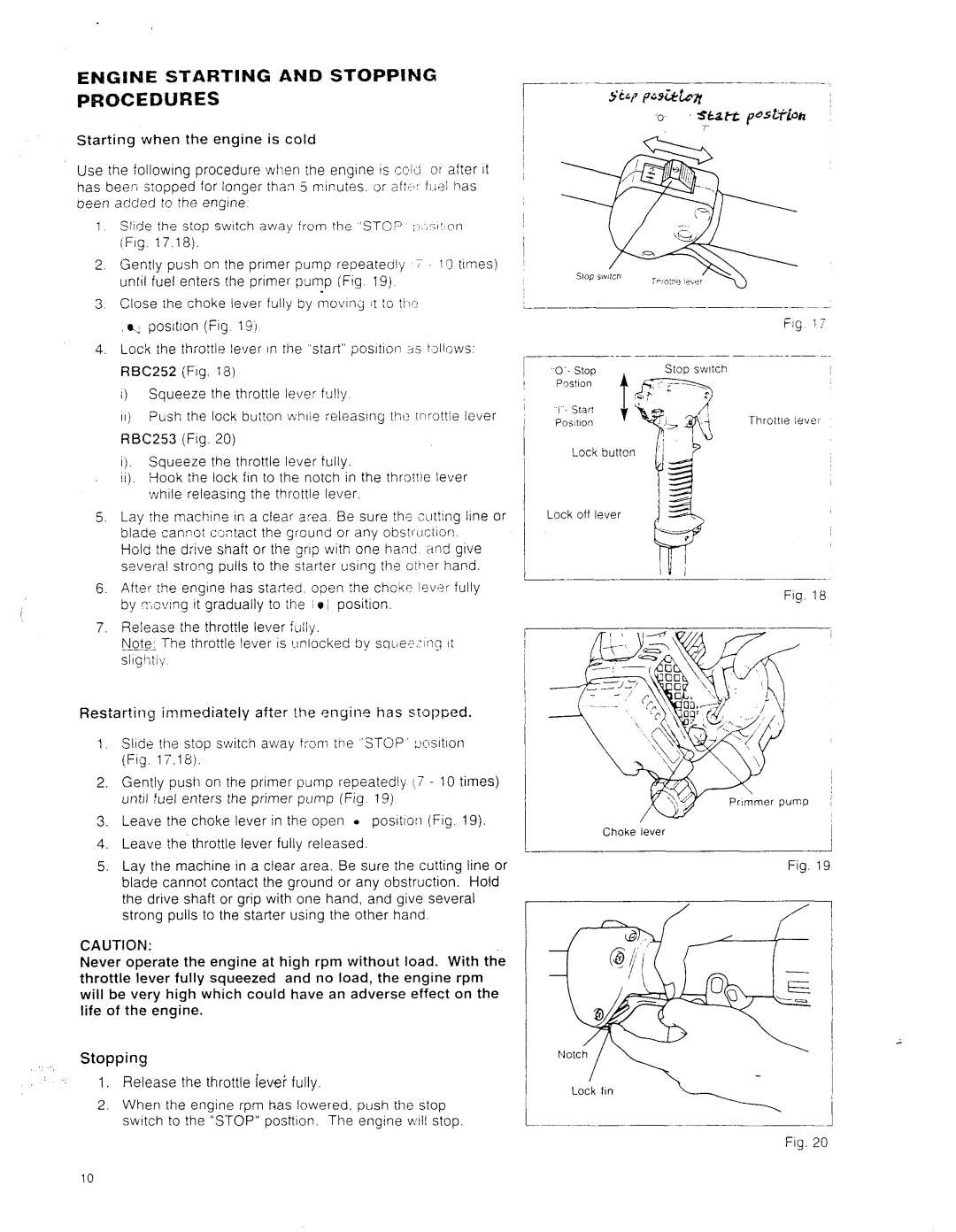 Makita RBC252, RBC253 instruction manual Procedures 