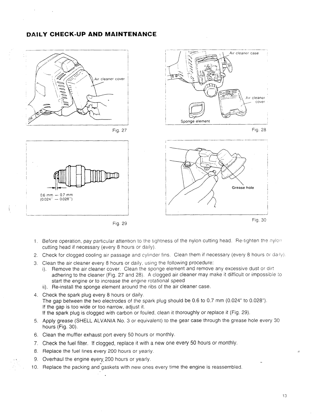 Makita RBC253, RBC252 instruction manual DAlLY CHECK-UP and Maintenance 