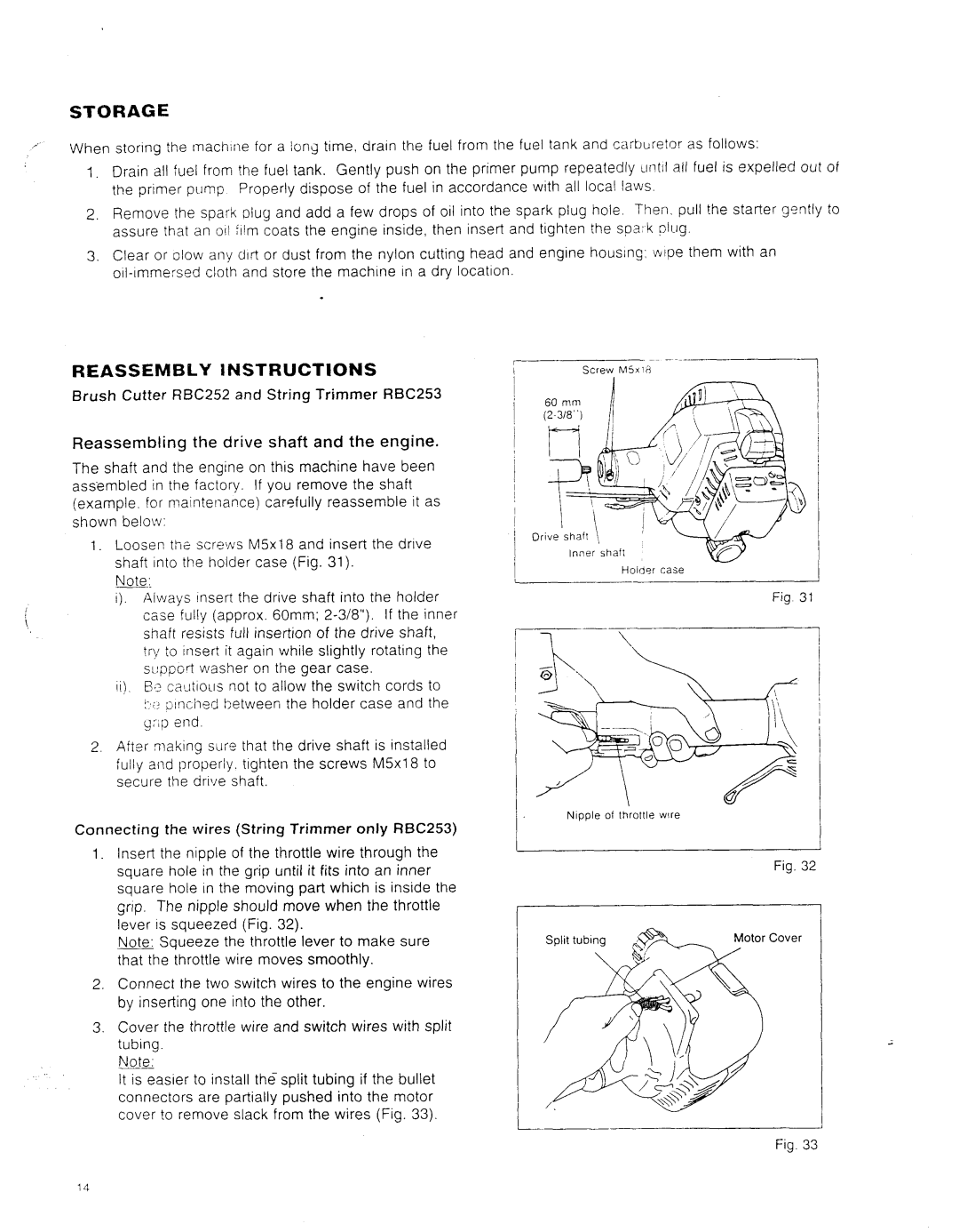 Makita RBC252, RBC253 instruction manual Storage 