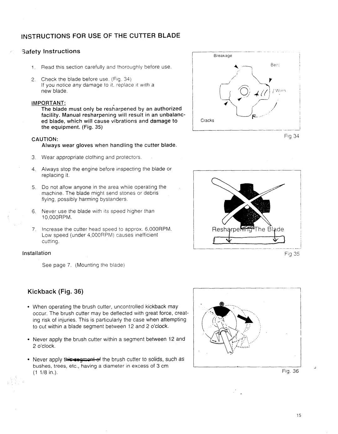 Makita RBC253, RBC252 instruction manual Instructions for USE of the Cutter Blade, Safety instructions 