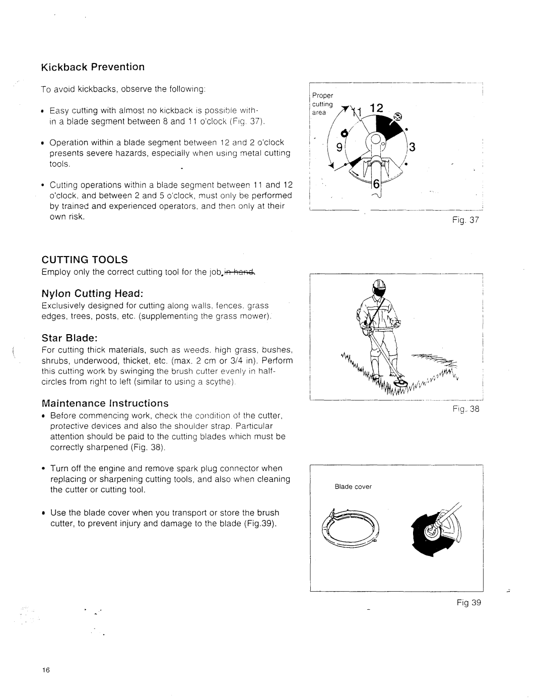 Makita RBC252, RBC253 instruction manual Kickback Prevention, Star Blade, Maintenance instructions 