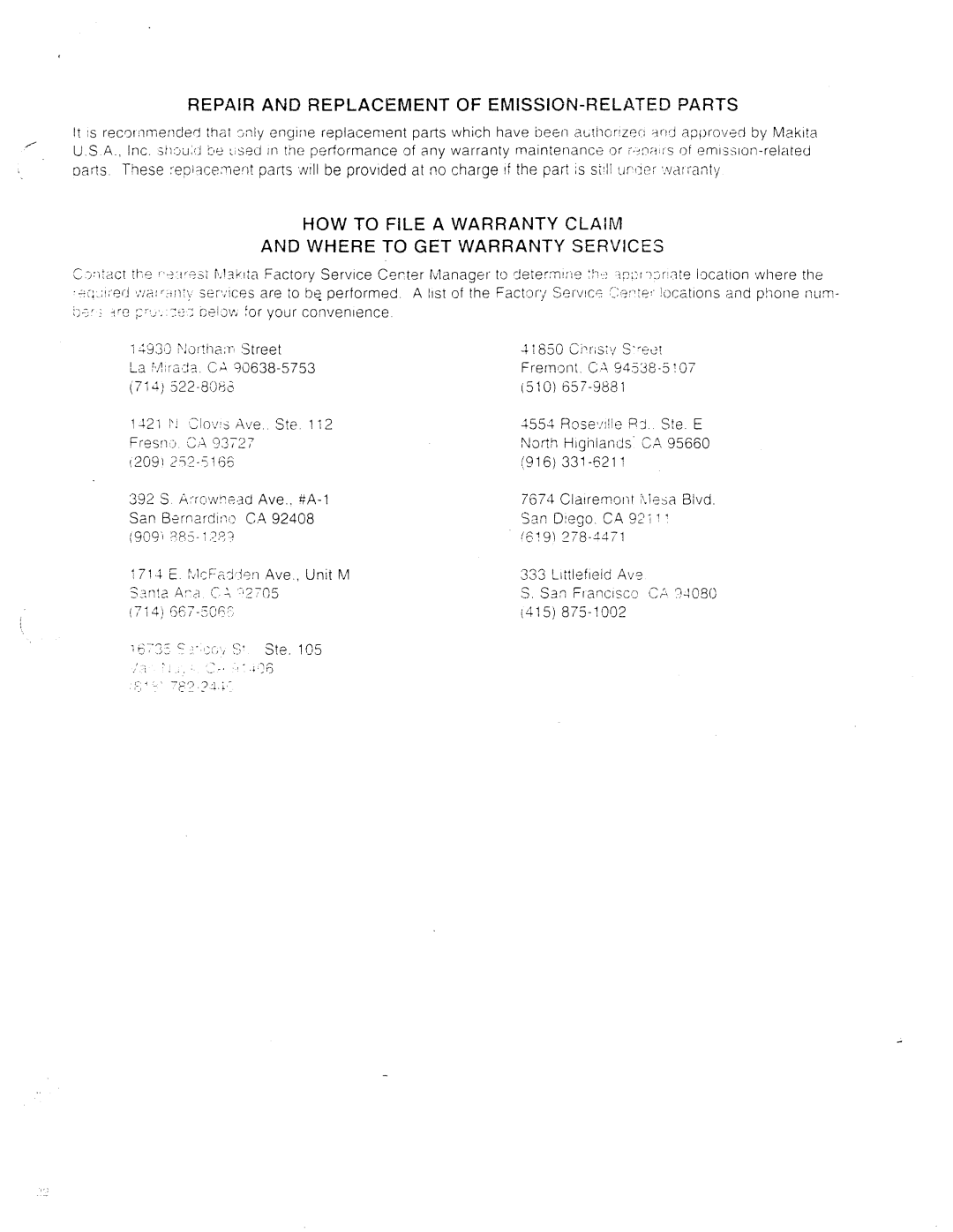 Makita RBC252, RBC253 instruction manual HOW to File a Warranty Claim Where to GET Warranty Services 