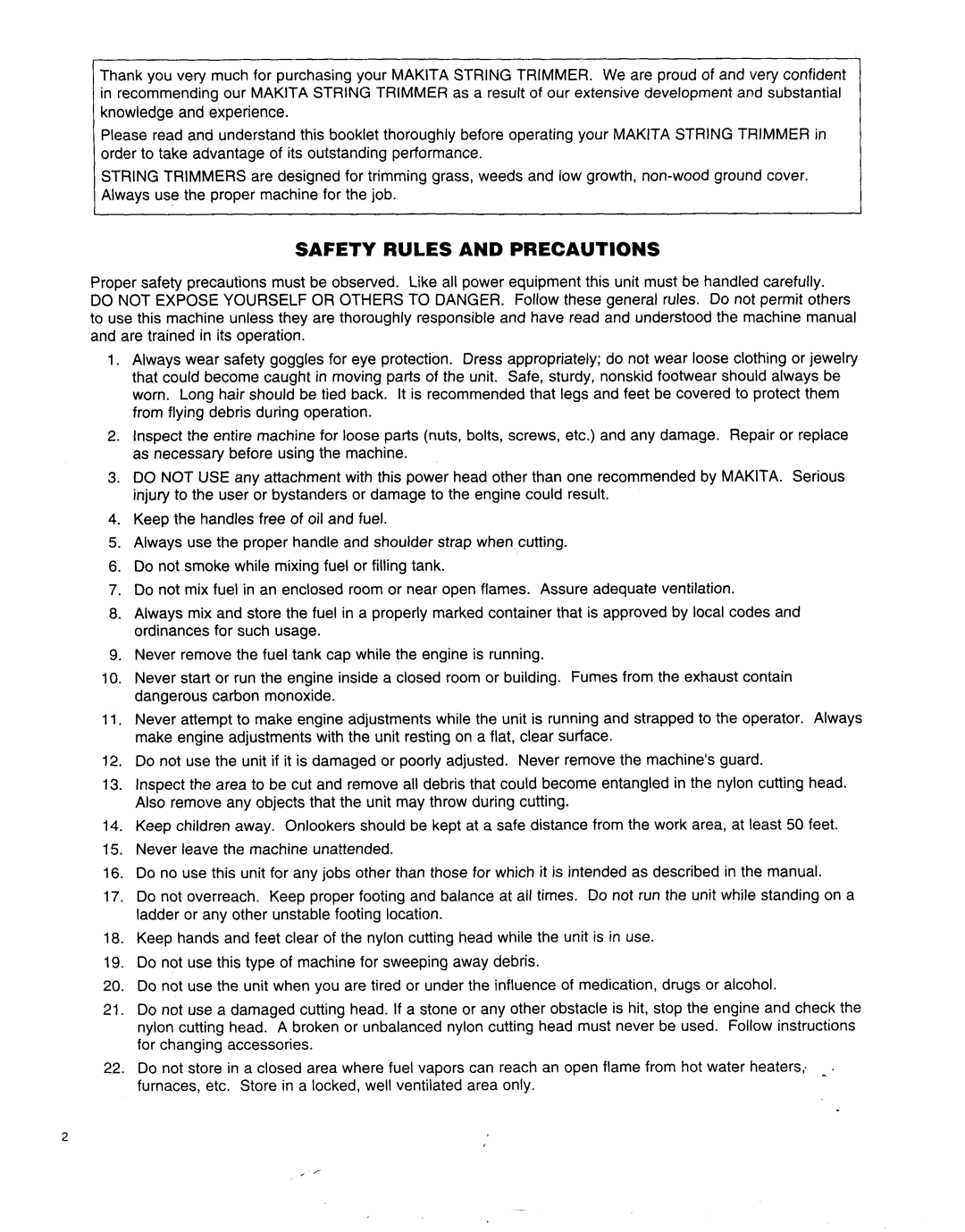 Makita RBC25A instruction manual Safety Rules And Precautions 