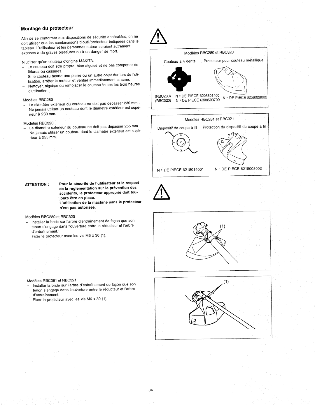 Makita RBC281, RBC320, RBC321, RBC280 manual 