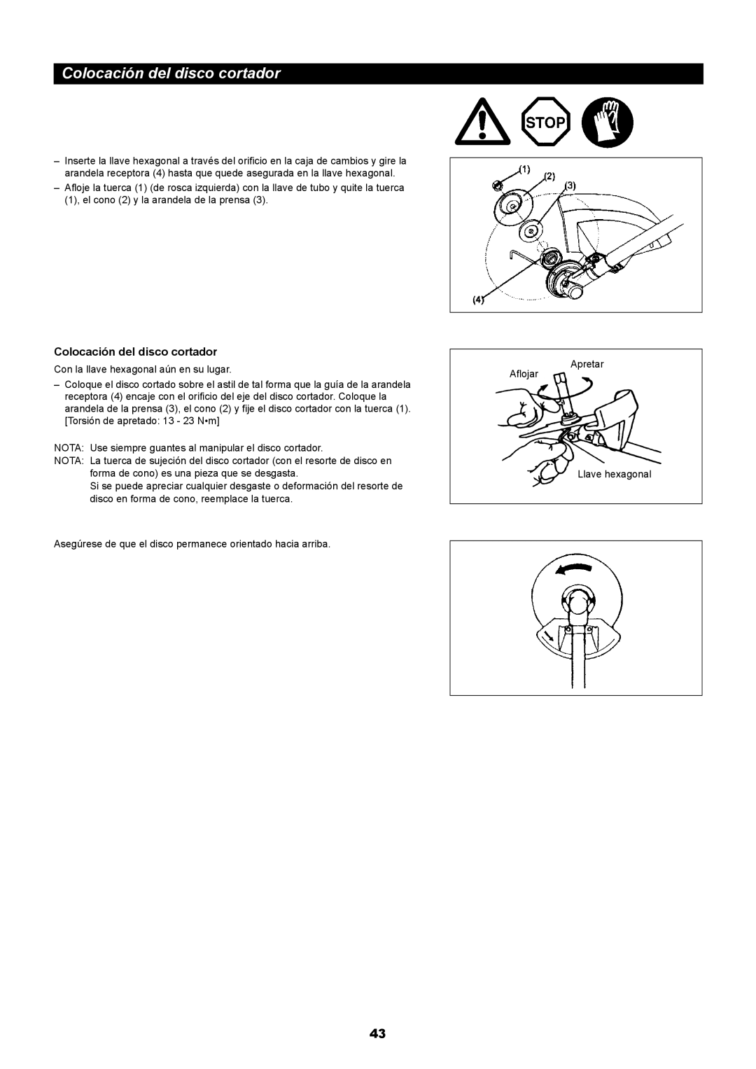 Makita RBC411 instruction manual Colocación del disco cortador 