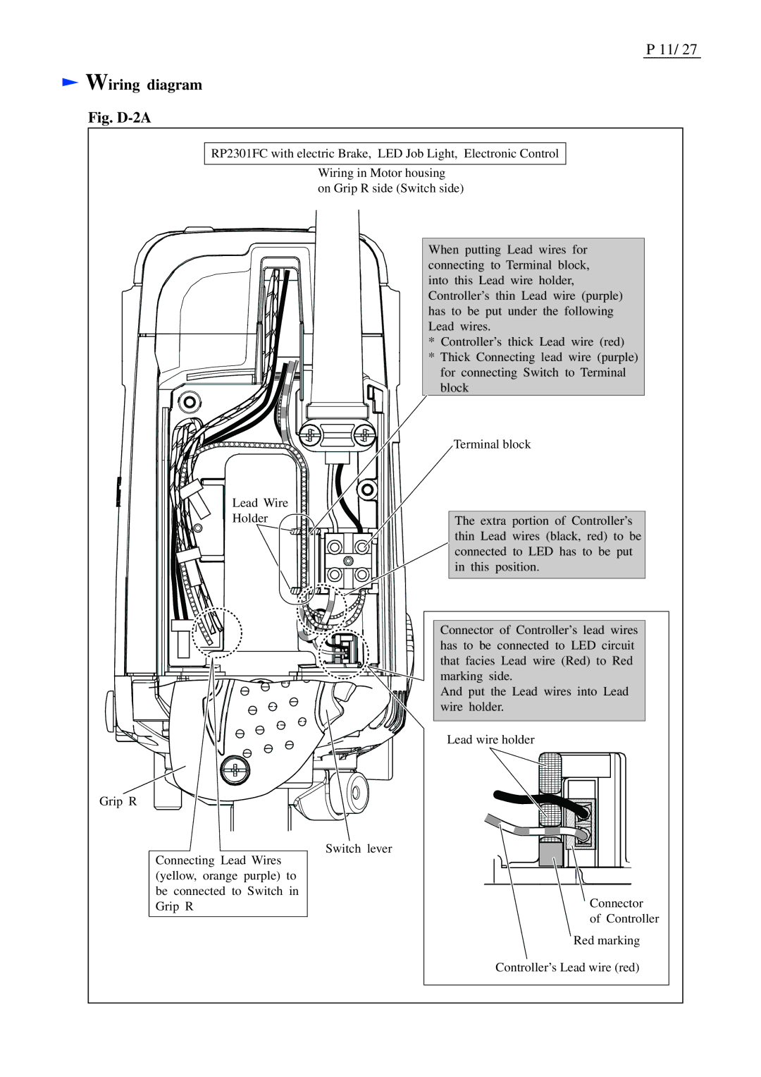 Makita RP2300FC, RP2301FC dimensions Wiring diagram, Fig. D-2A 