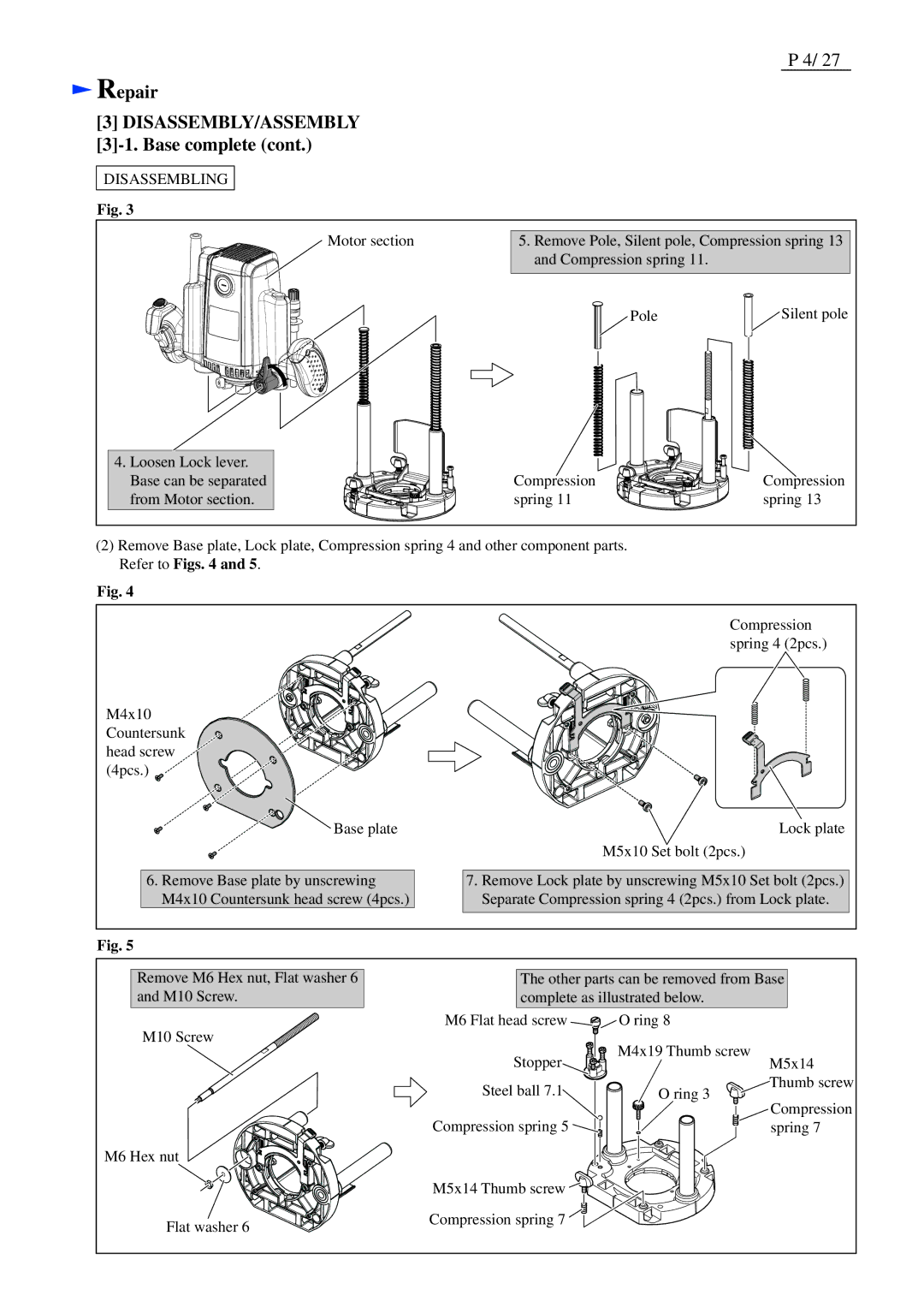 Makita RP2301FC, RP2300FC dimensions Repair DISASSEMBLY/ASSEMBLY 3-1. Base complete 