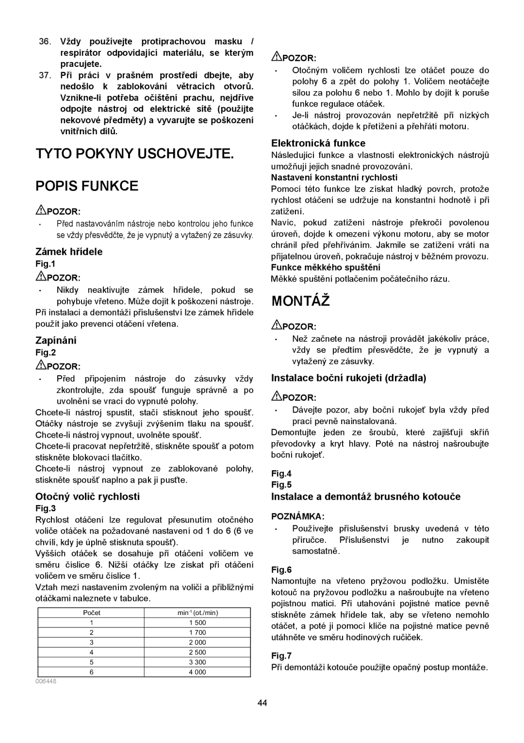 Makita SA7000C instruction manual Tyto Pokyny Uschovejte Popis Funkce 