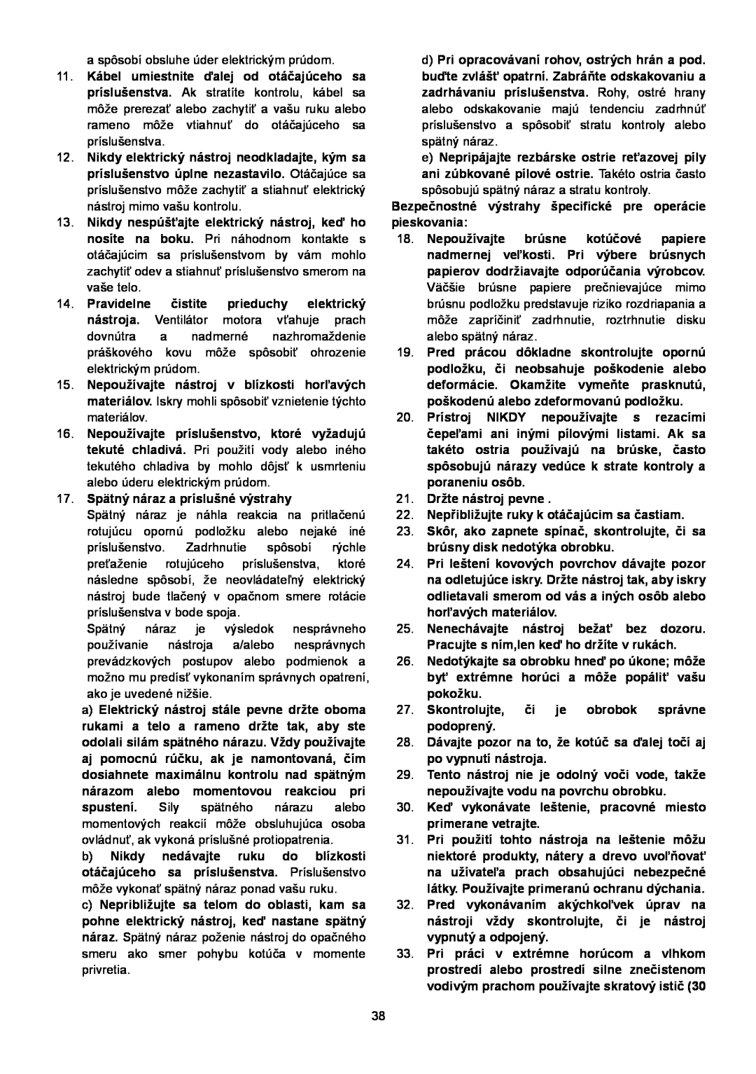 Makita SA7000C instruction manual 17. Spätný náraz a príslušné výstrahy 