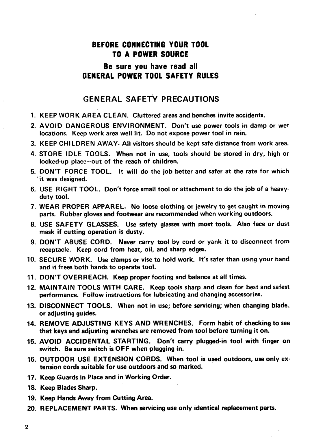 Makita SR1800 instruction manual Before Connecting Your Tool To a Power Source, General Power Tool Safety Rules 