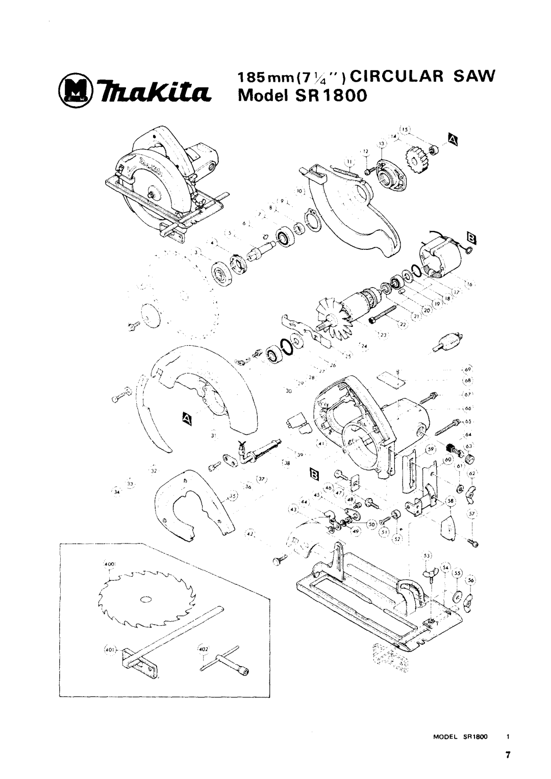 Makita SR1800 instruction manual Model SR 