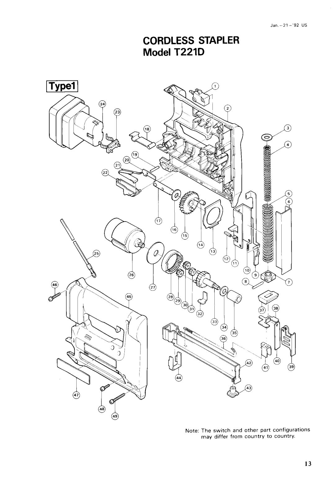 Makita T221D instruction manual Cordless Stapler 