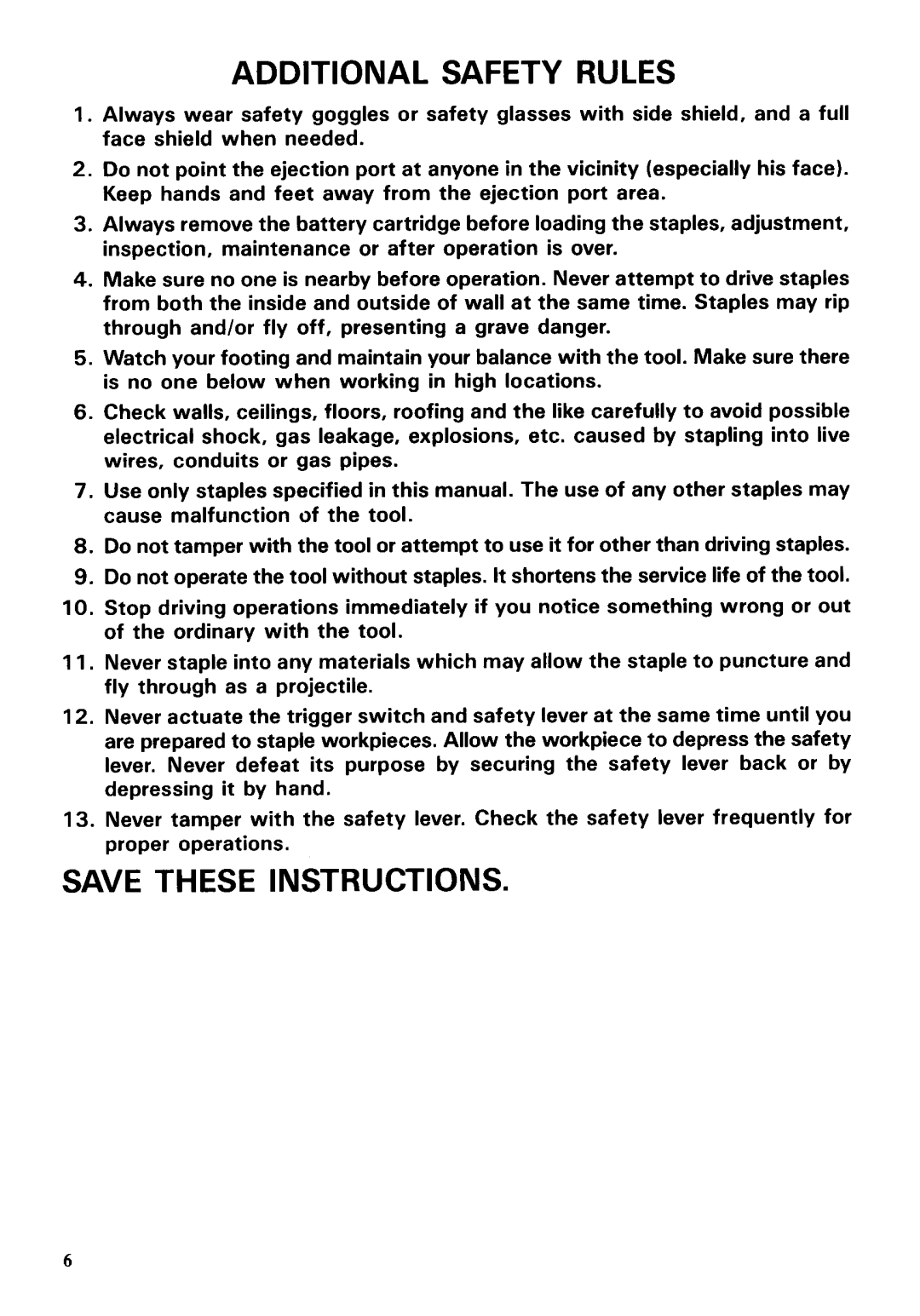 Makita T221D instruction manual Additional Safety Rules 