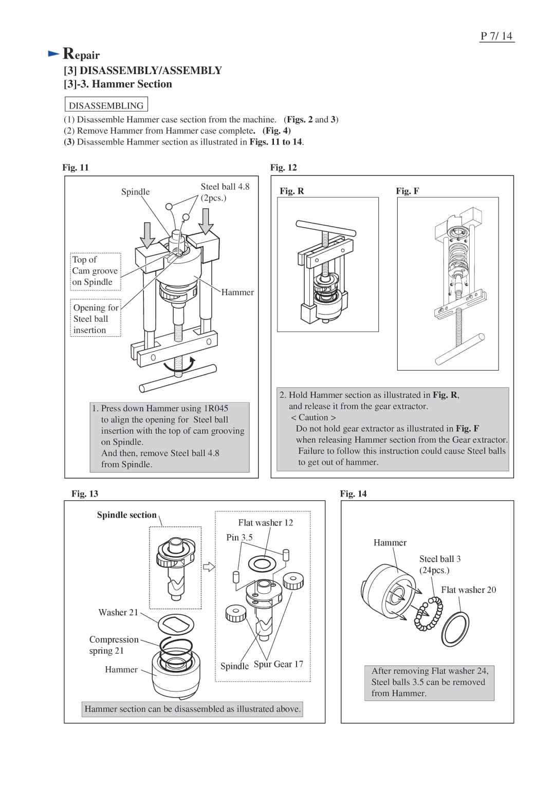 Makita TD0101F specifications Hammer Section, Spindle section 