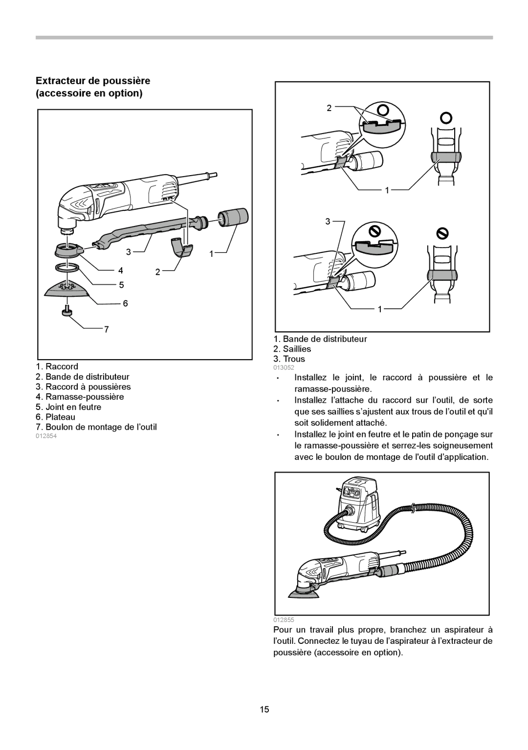 Makita TM3000C instruction manual Extracteur de poussière accessoire en option 